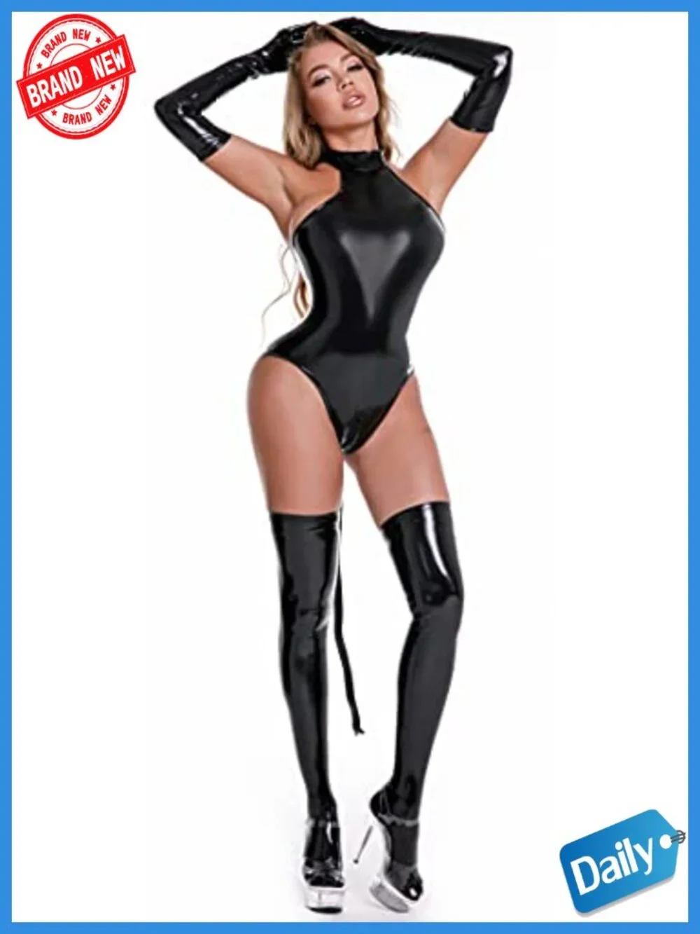 Shiny Metallic Bodysuit Jumpsuit for Party Club Cosplay